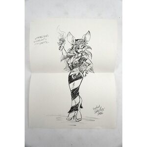 Original Ink Drawing Miss Liberty QT Cutey Bunny Art Sketch 1986 Joshua Quagmire